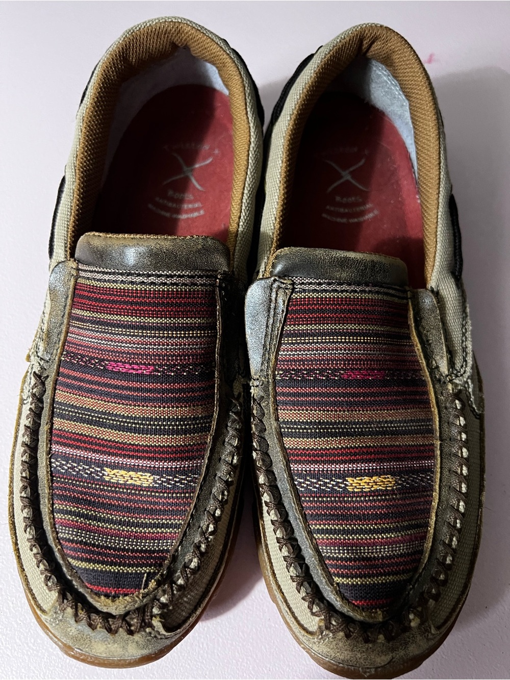 Twisted X Women's Eco TWX Driving Mocs in the Stripe Multicolor size 8 1/2